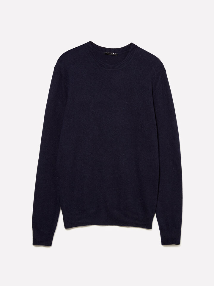 Dark blue regular fit crew neck sweater - men's crew neck sweaters - Dark Blue | Sisley image number 1